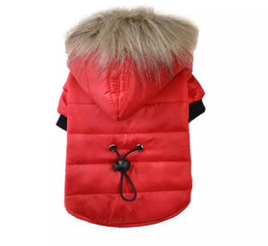 Impermeable rojo con capucha